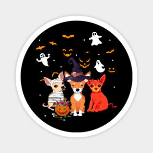 Funny Three Chihuahua Halloween Gift Shirt Magnet